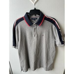 Tommy Hilfiger Polo Grey With Hilfiger On Arm, Size Large